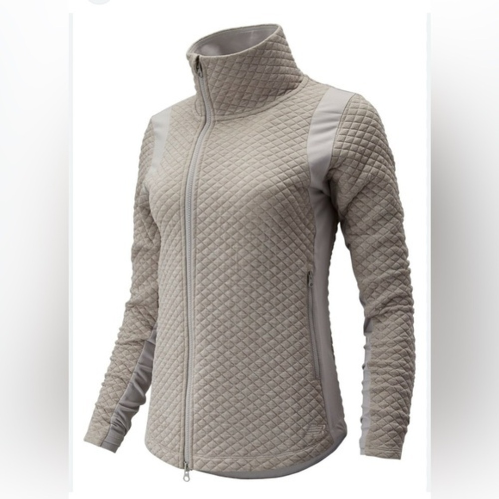 New Balance Heat Loft Quilted Jacket‎ Womens M Gray Full Zip Athletic Running